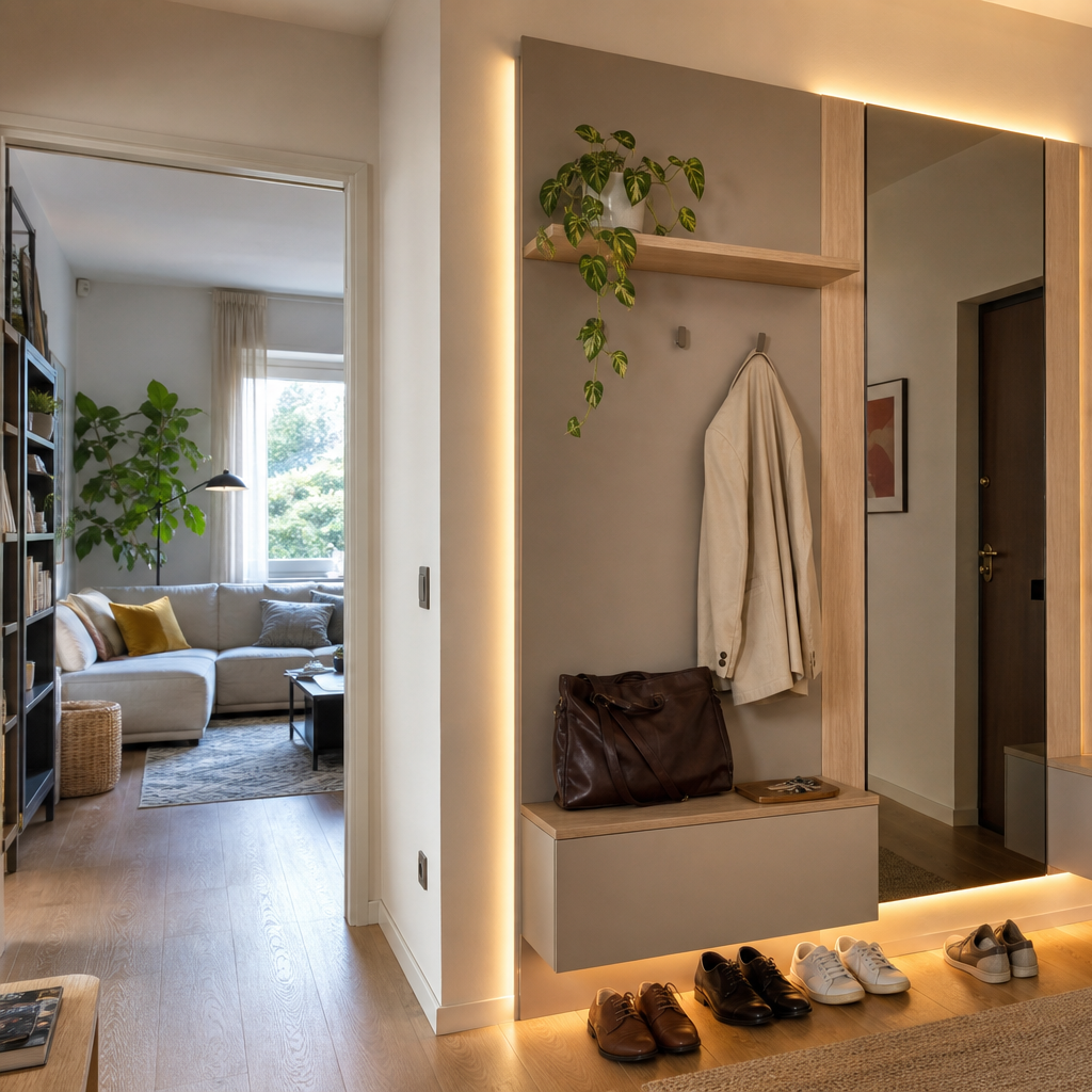 Parete ingresso con specchio Rovere Specchio 2