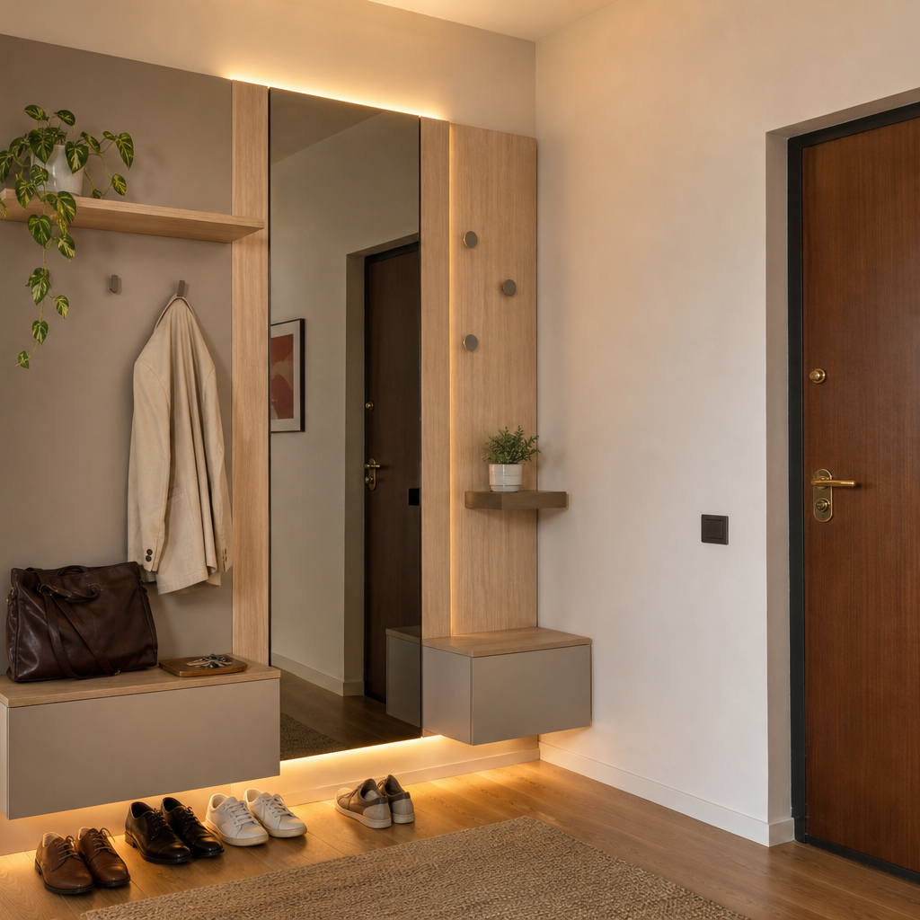 Parete ingresso con specchio Rovere Specchio 3