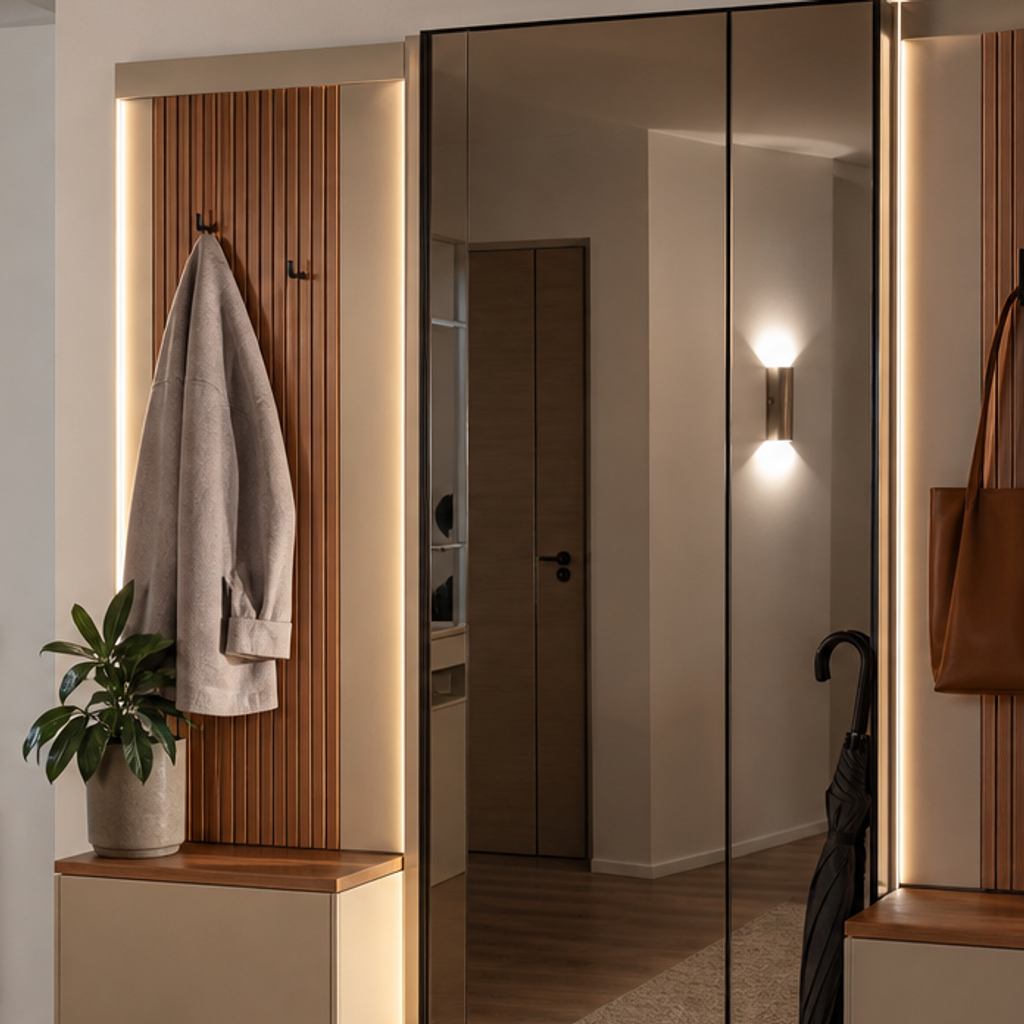 Parete ingresso con specchio Noce Specchio 4