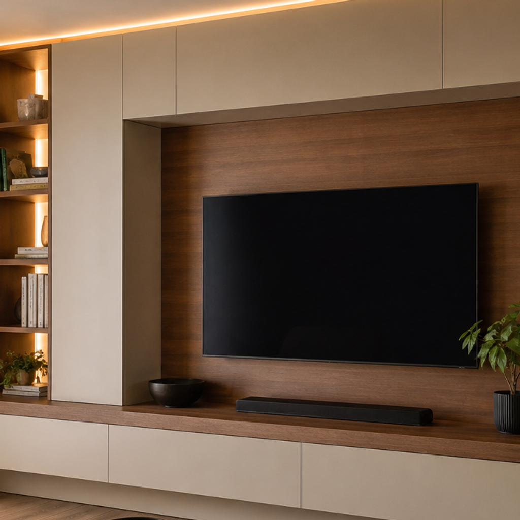 Parete TV con LED perimetrale Noce Canapa 4