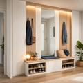 Parete ingresso con specchio Bianco Rovere 1