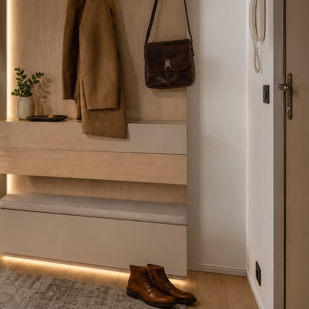 Parete ingresso con appendiabiti Rovere Specchio 5