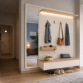 Parete ingresso con appendiabiti Bianco Rovere 1