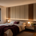 Parete testiera letto con LED Canapa Noce 1