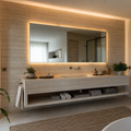 Parete lavabo con specchio LED Travertino LED 1