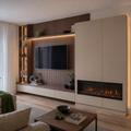 Parete TV con camino elettrico Noce Canapa 1