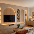 Parete soggiorno con archi moderni Rovere Sabbia 1