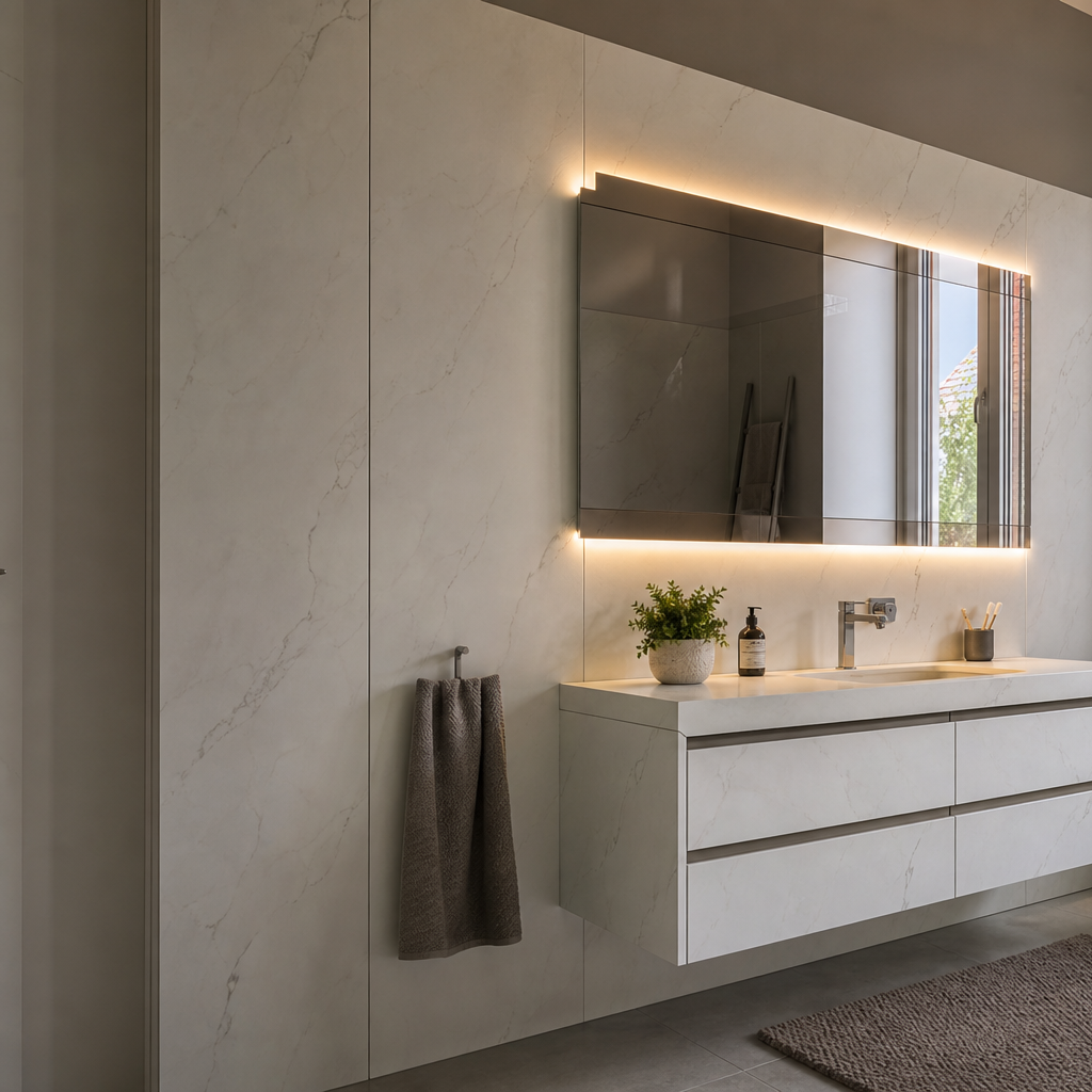 Parete bagno effetto marmo Marmo Specchio 2