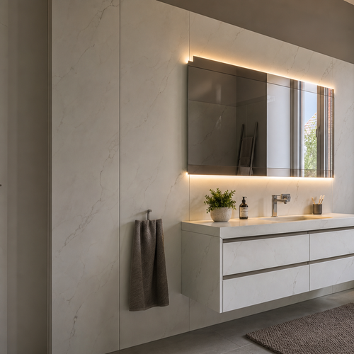 Parete bagno effetto marmo Marmo Specchio 2