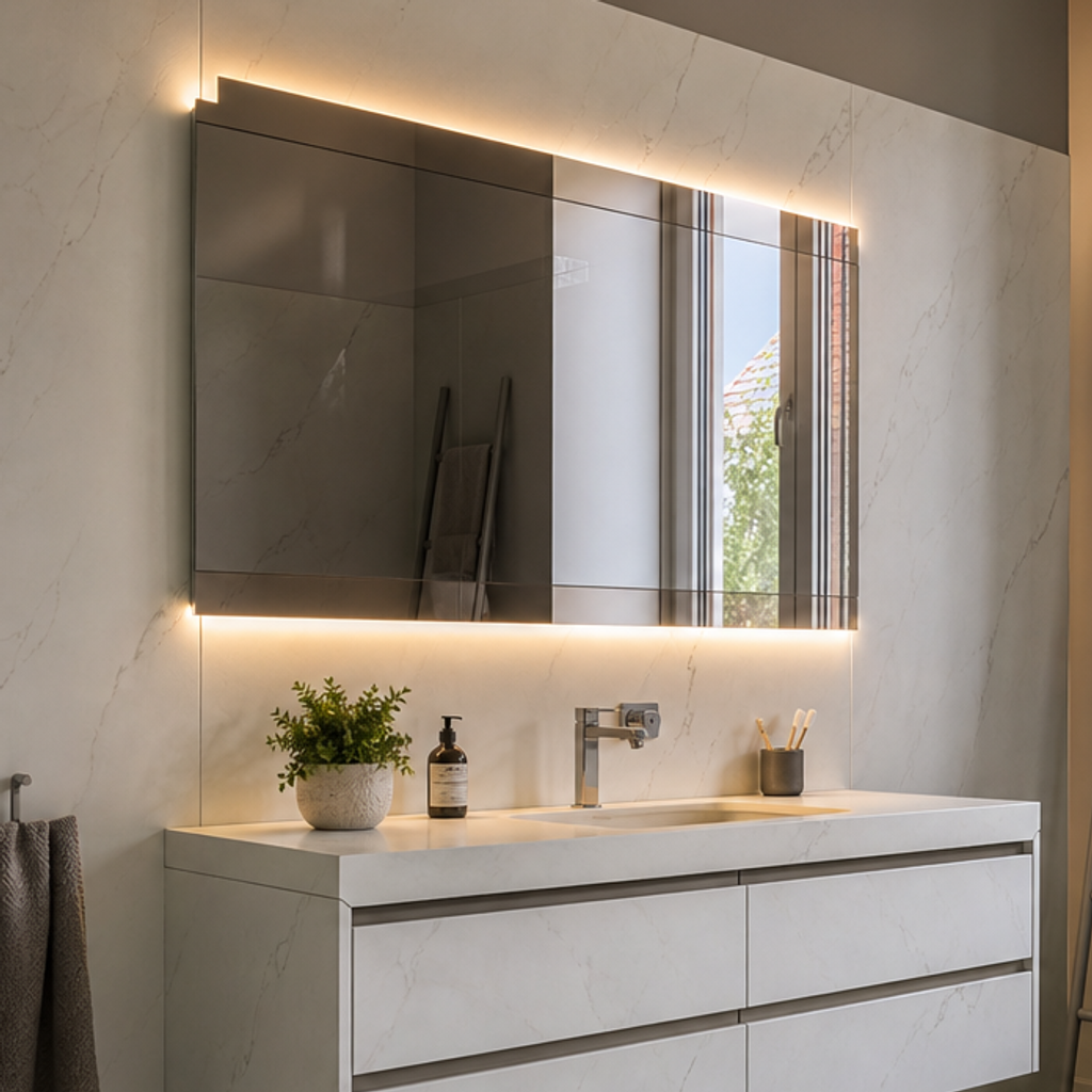 Parete bagno effetto marmo Marmo Specchio 4