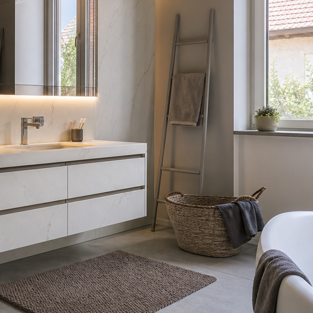 Parete bagno effetto marmo Marmo Specchio 5