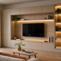 Parete TV compatta per appartamento Rovere Sabbia 1