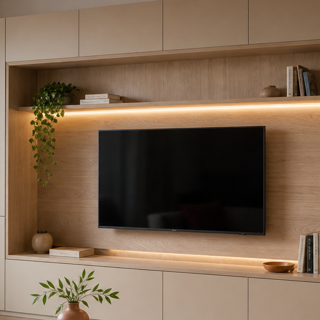 Parete TV compatta per appartamento Rovere Sabbia 4