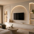 Parete soggiorno con archi moderni Travertino Chiaro 1
