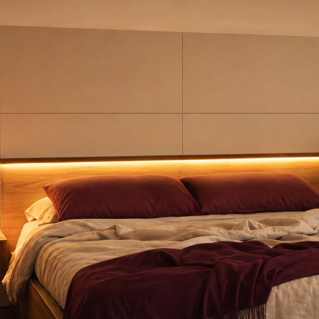Boiserie camera dietro letto Canapa Noce 4
