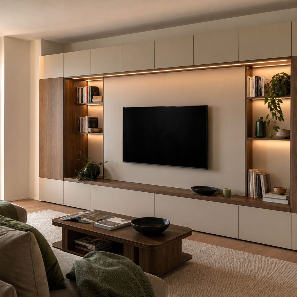 Parete TV compatta per appartamento Noce Canapa 1