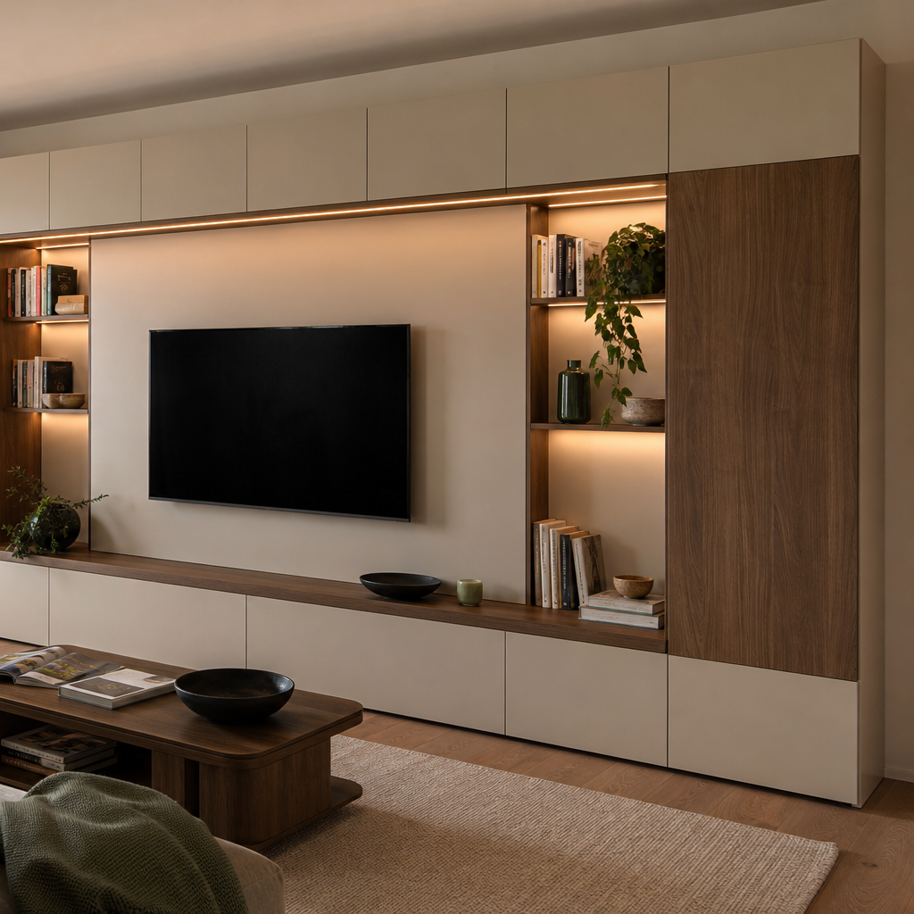 Parete TV compatta per appartamento Noce Canapa 3