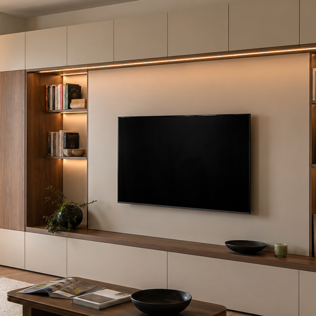 Parete TV compatta per appartamento Noce Canapa 4