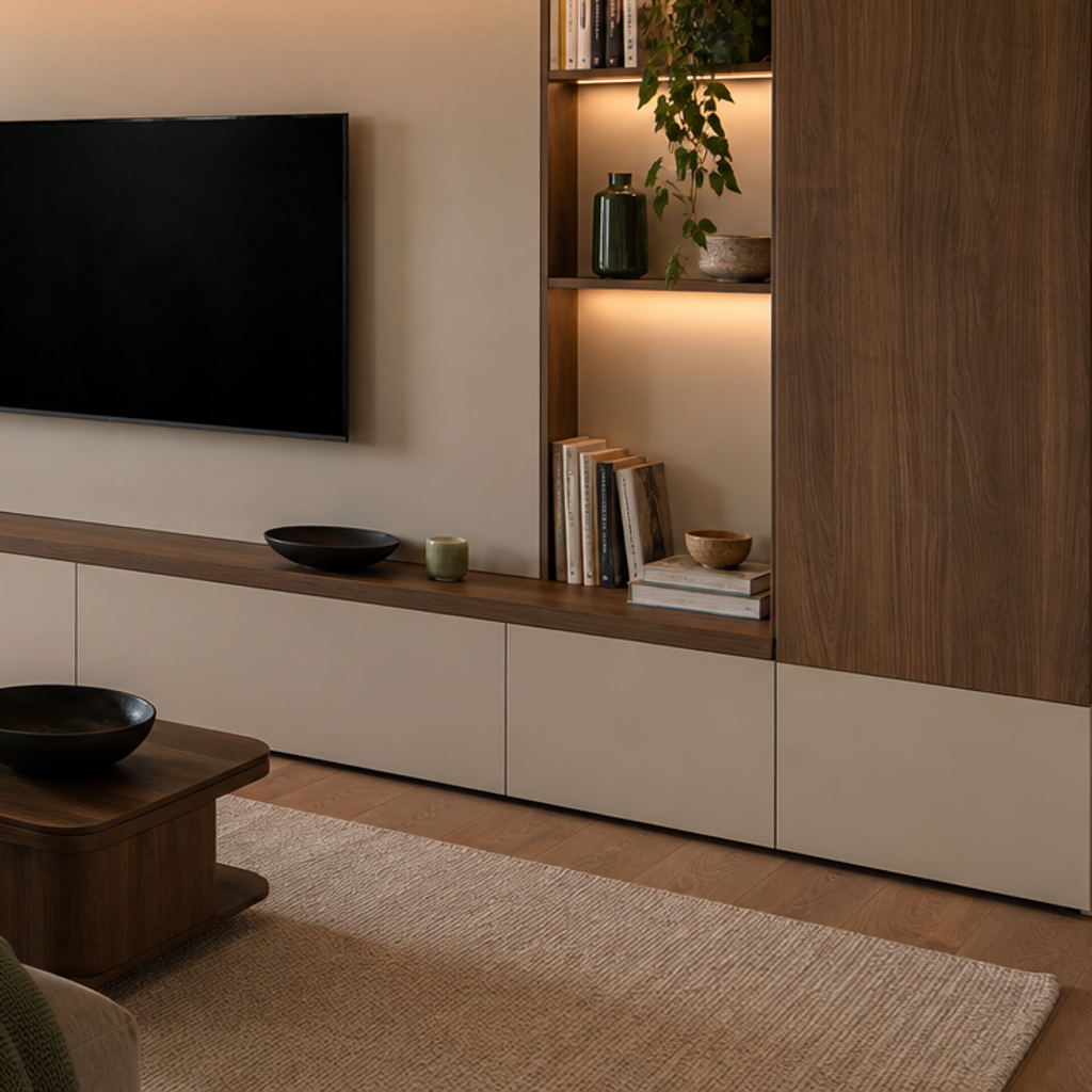 Parete TV compatta per appartamento Noce Canapa 5