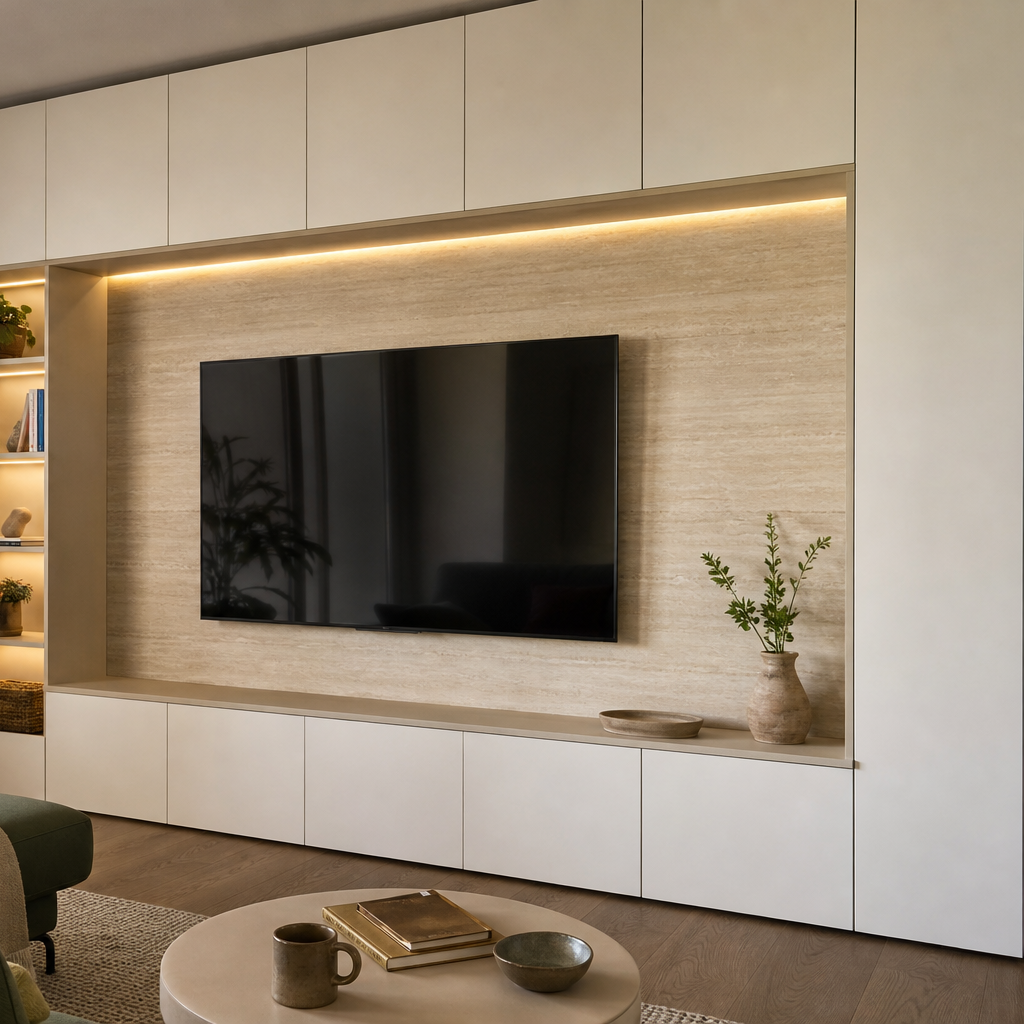 Parete TV compatta per appartamento Travertino Chiaro 3