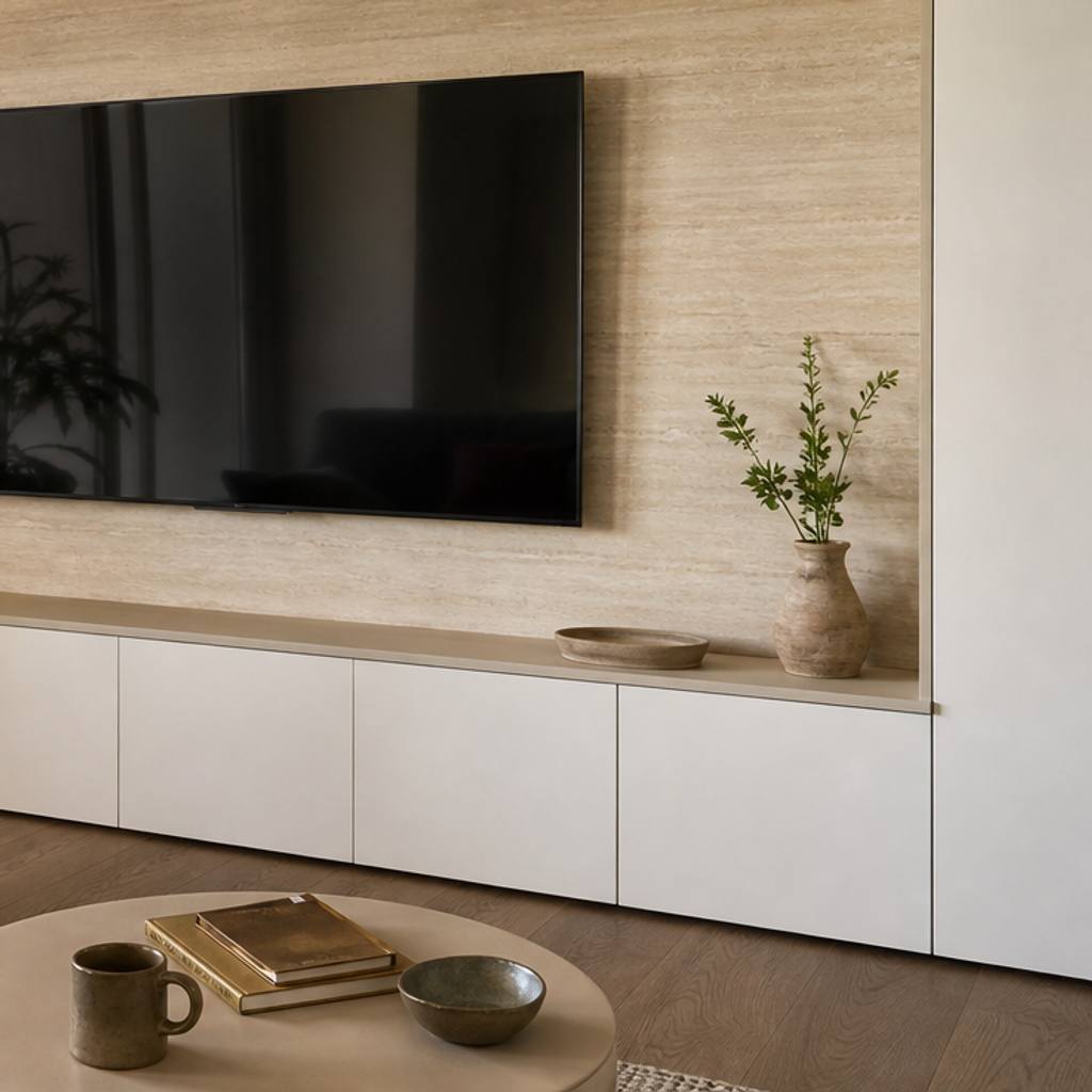 Parete TV compatta per appartamento Travertino Chiaro 5