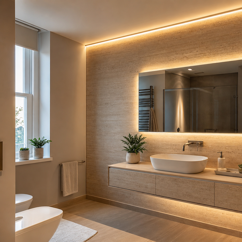 Parete bagno effetto travertino Travertino LED 2
