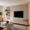 Parete soggiorno con LED laterale Rovere Sabbia 1