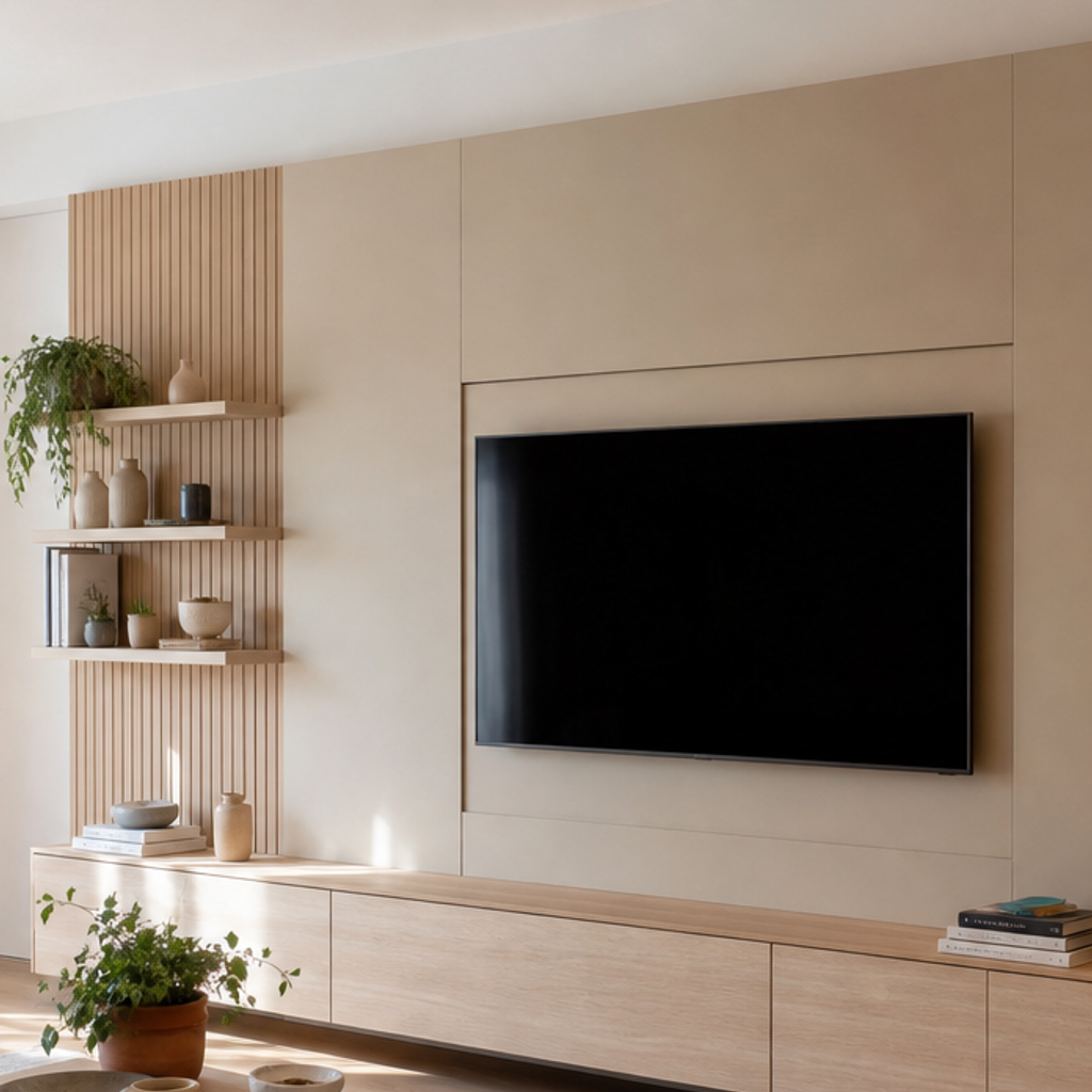 Parete soggiorno con LED laterale Rovere Sabbia 4