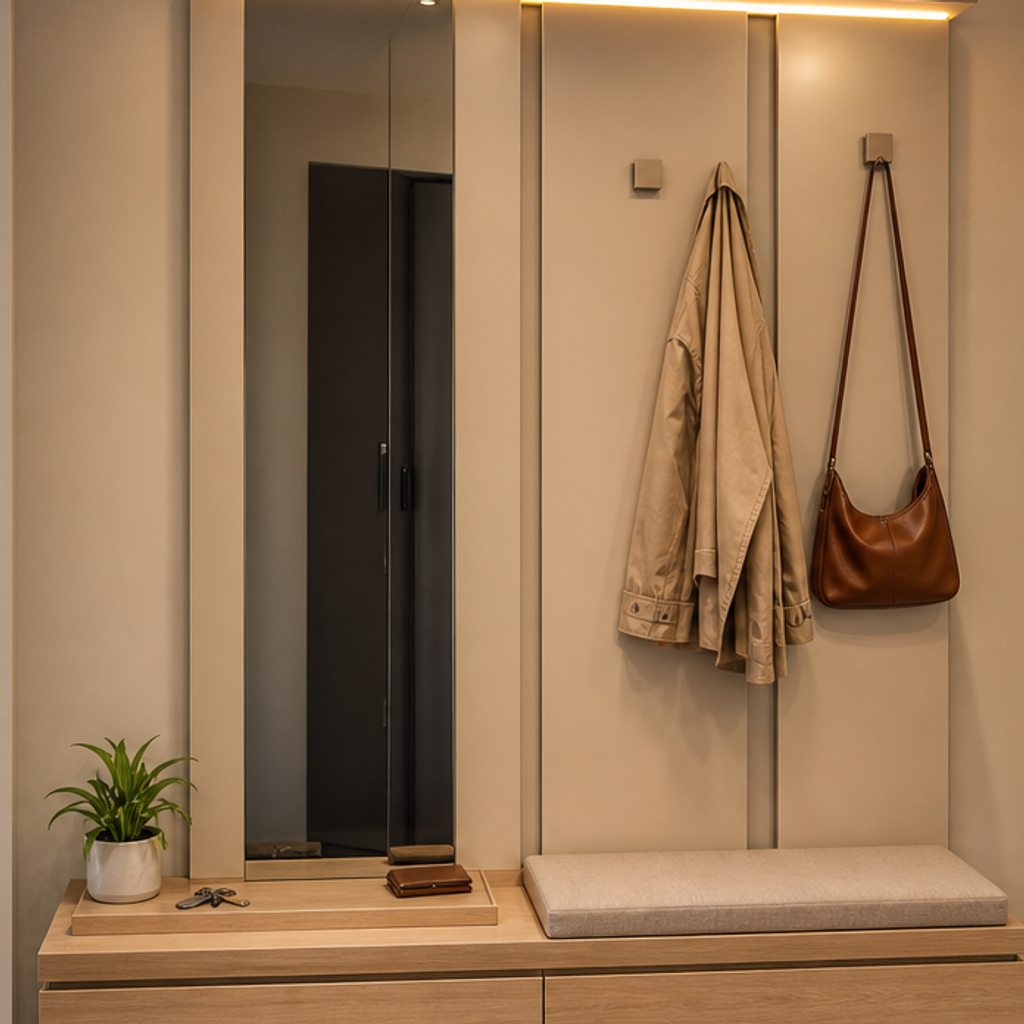 Parete ingresso con scarpiera Rovere Specchio 4