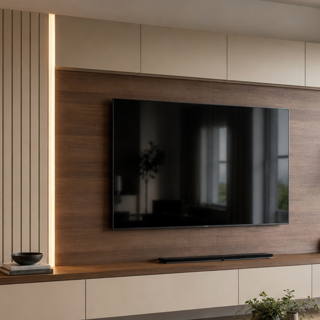 Parete soggiorno con LED laterale Noce Canapa 4
