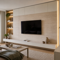 Parete soggiorno con LED laterale Travertino Chiaro 1