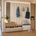 Parete ingresso con scarpiera Bianco Rovere 1