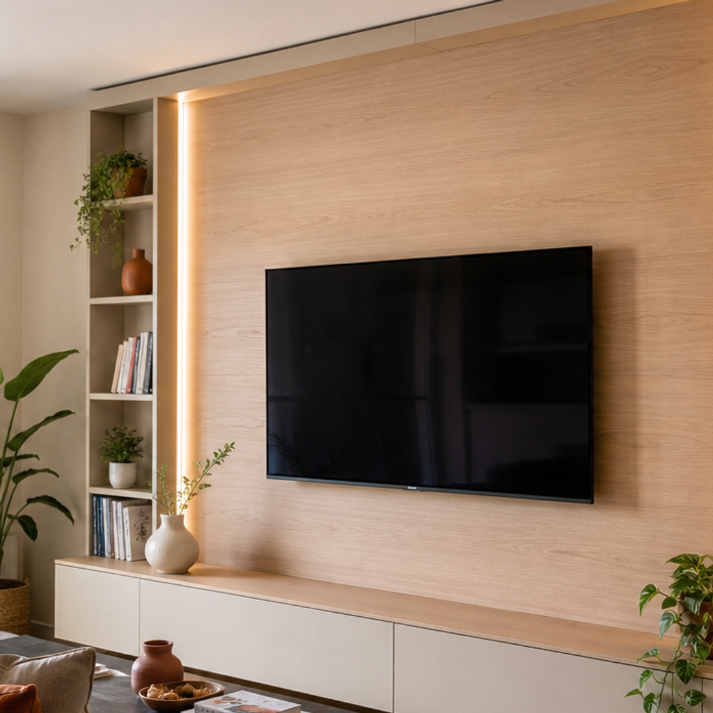 Parete TV con pannello centrale Rovere Sabbia 4