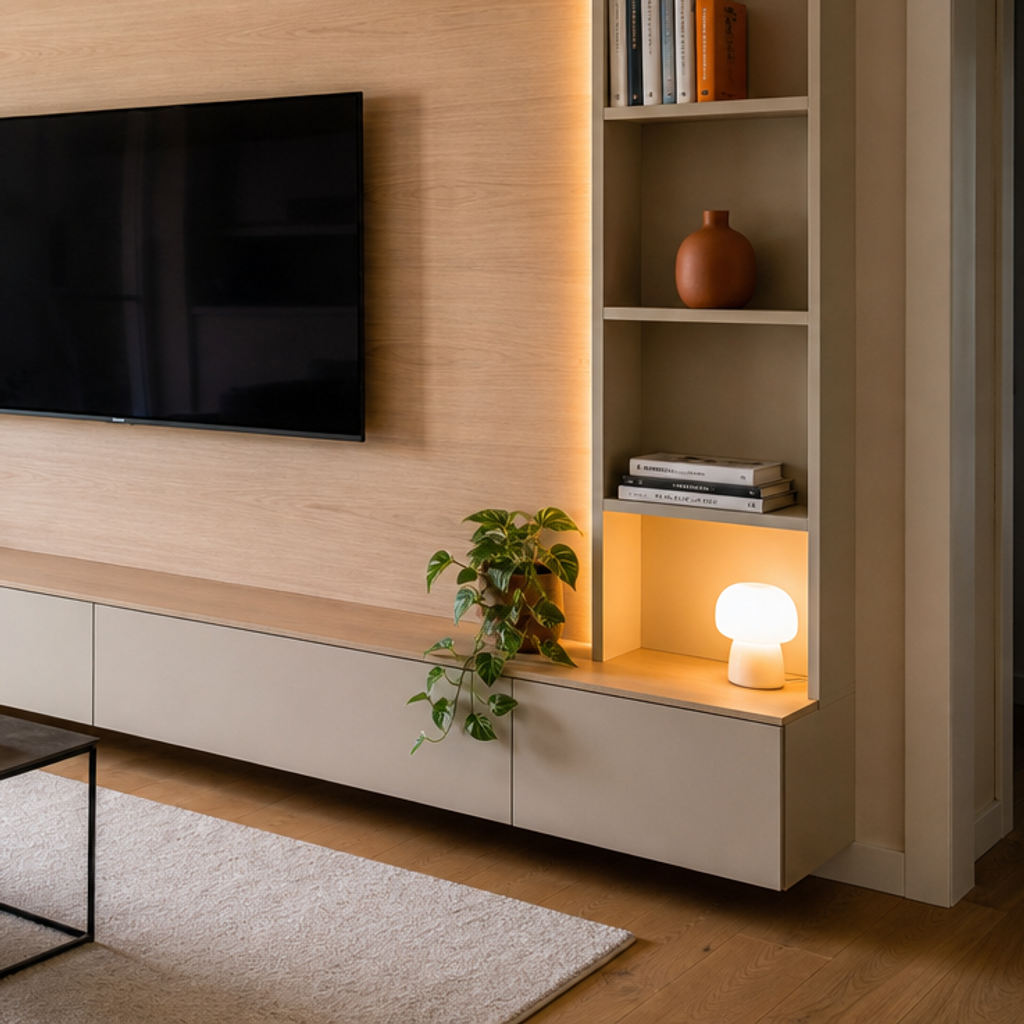 Parete TV con pannello centrale Rovere Sabbia 5