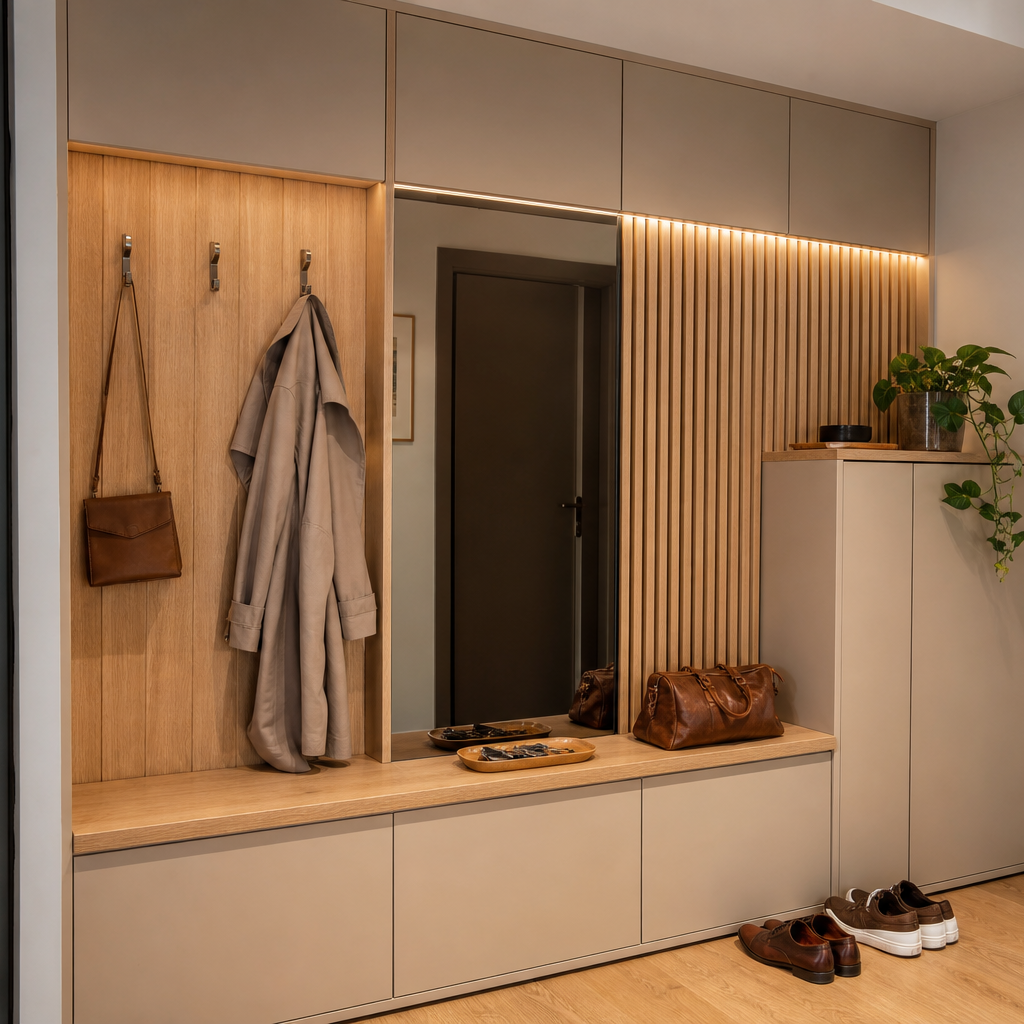 Boiserie ingresso moderna Rovere Specchio 1