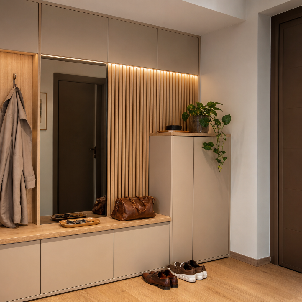 Boiserie ingresso moderna Rovere Specchio 3