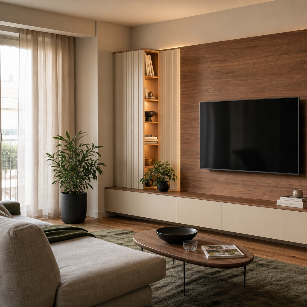 Parete TV con pannello centrale Noce Canapa 2