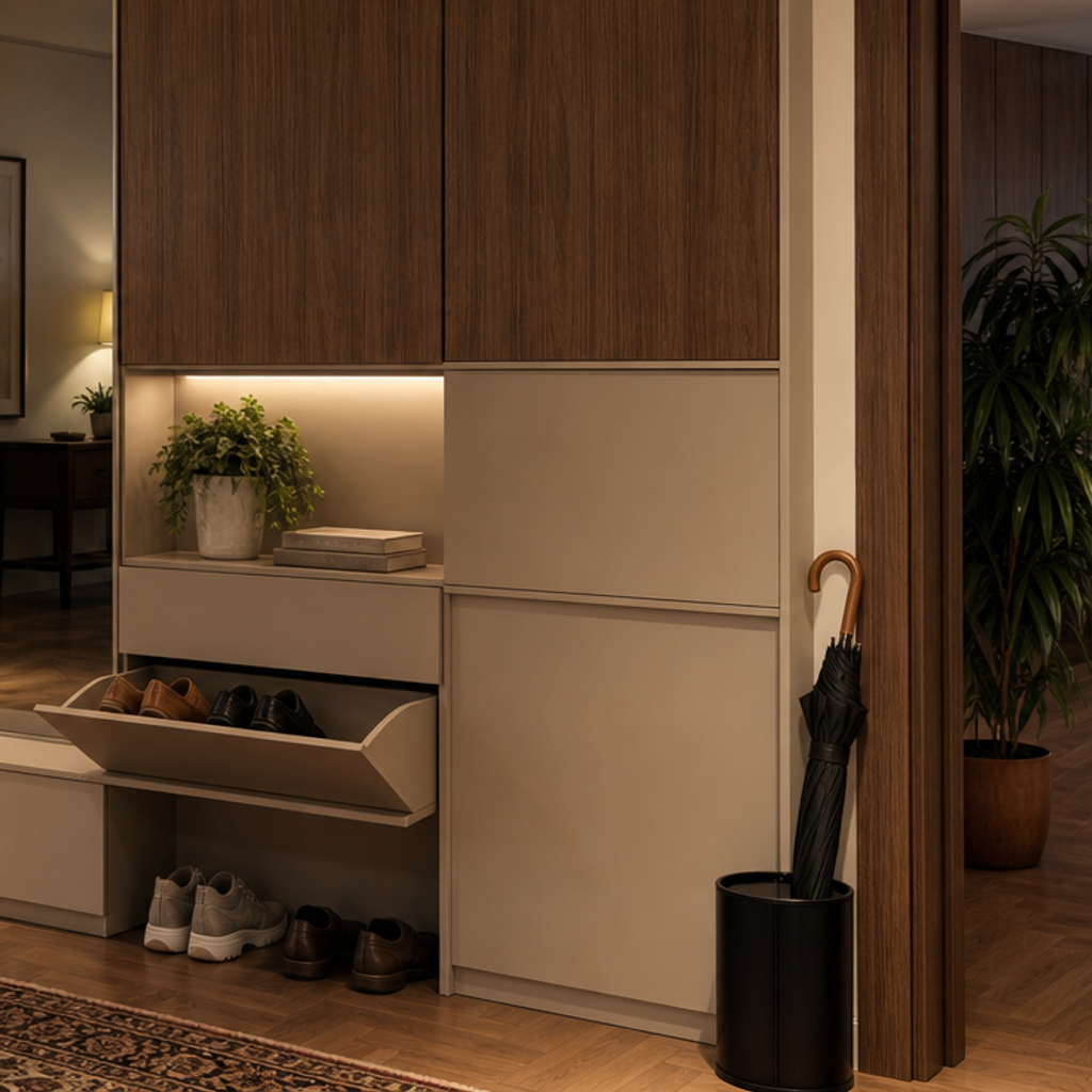 Boiserie ingresso moderna Noce Specchio 5