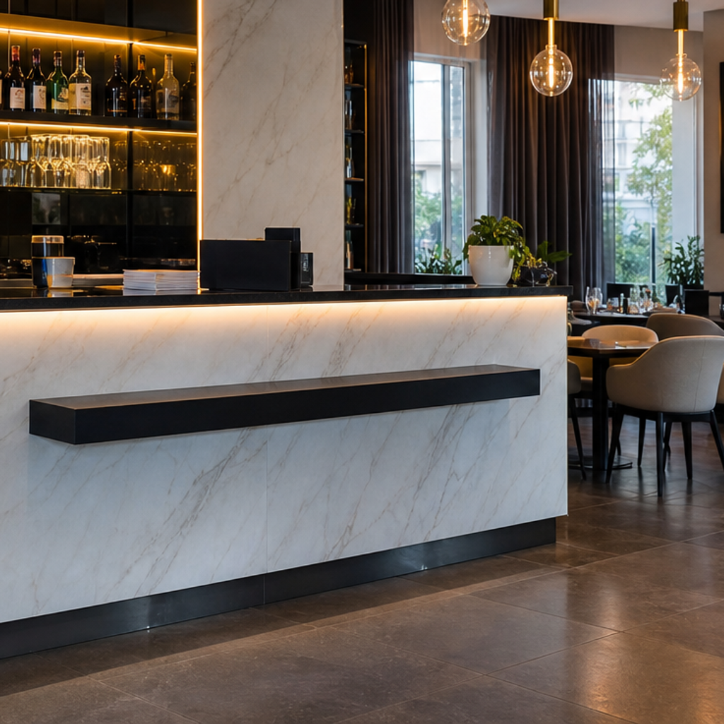 Parete bar con rivestimento lavabile Marmo Specchio 5