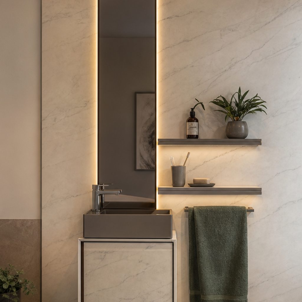 Parete bagno ospiti compatta Marmo Specchio 4