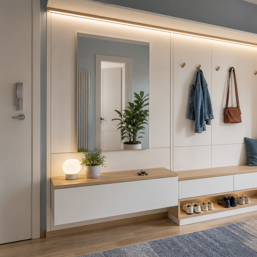 Boiserie ingresso moderna Bianco Rovere 2
