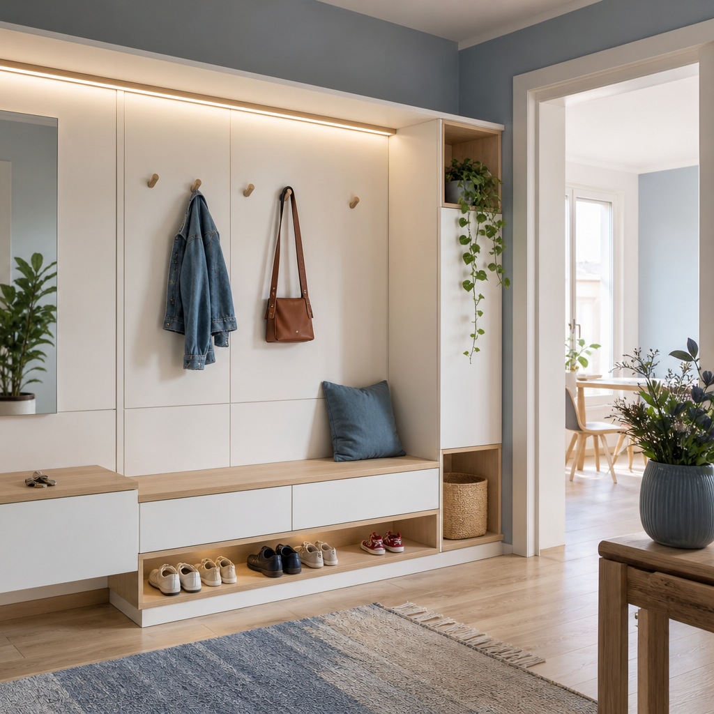 Boiserie ingresso moderna Bianco Rovere 3