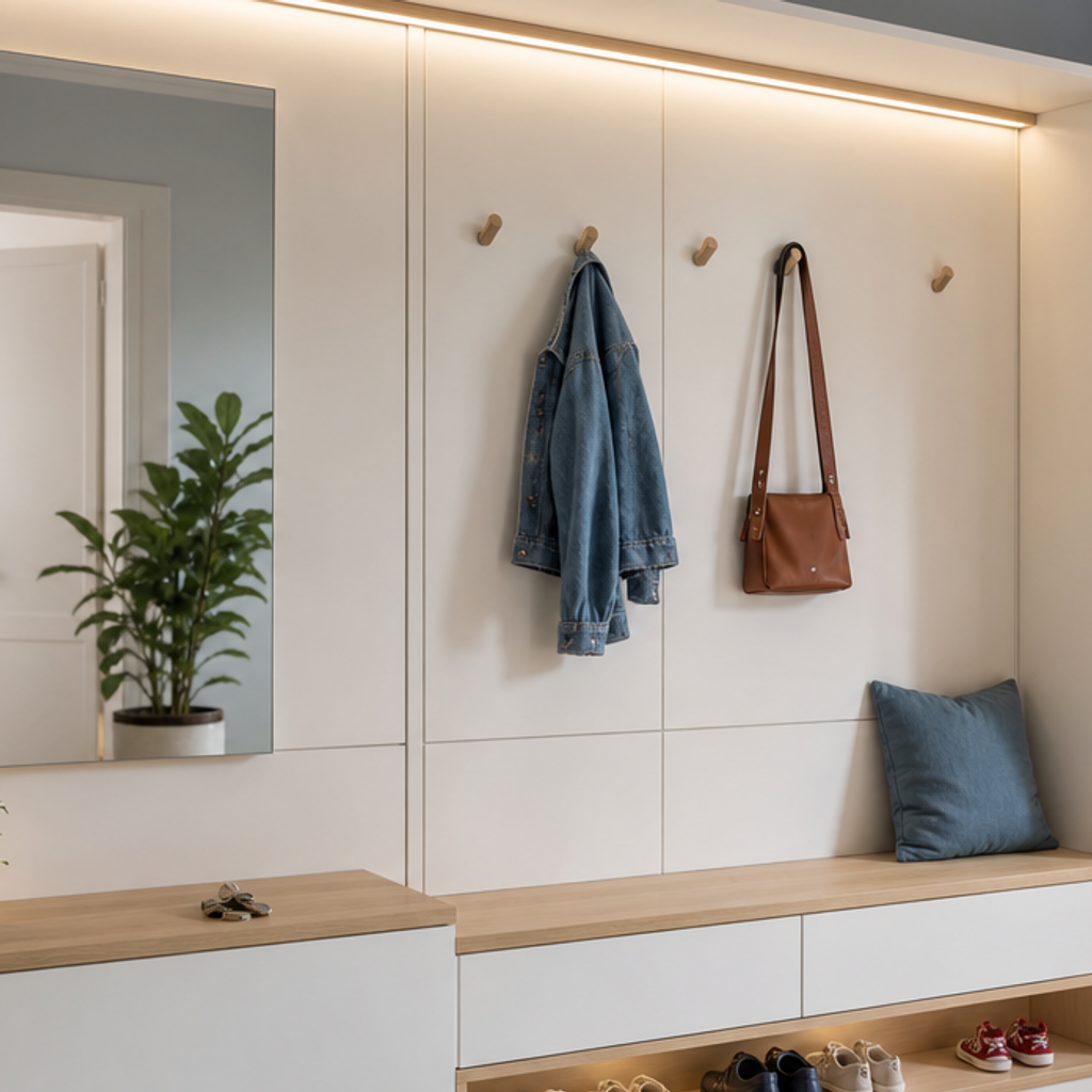 Boiserie ingresso moderna Bianco Rovere 4