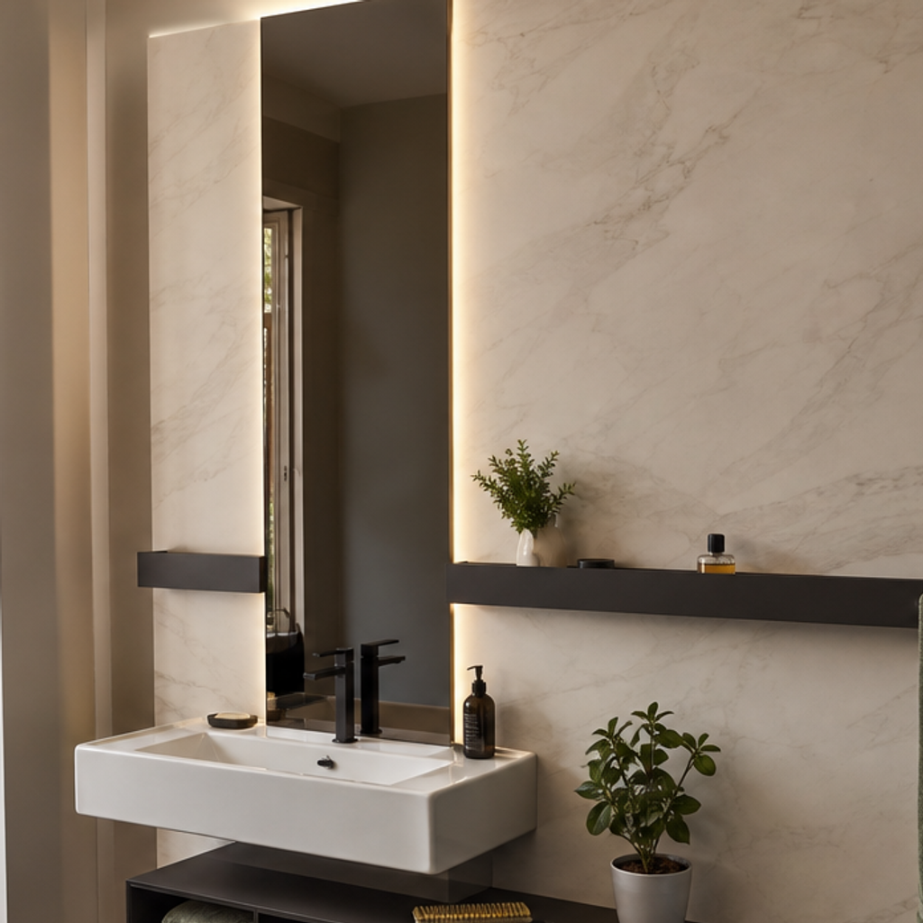 Parete bagno ospiti compatta HPL Chiaro 4