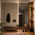Parete ingresso con LED verticale Noce Specchio 1