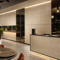 Parete ristorante effetto travertino Marmo Specchio 1