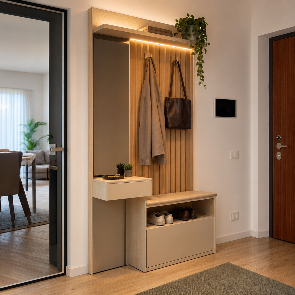 Parete ingresso compatta Rovere Specchio 1