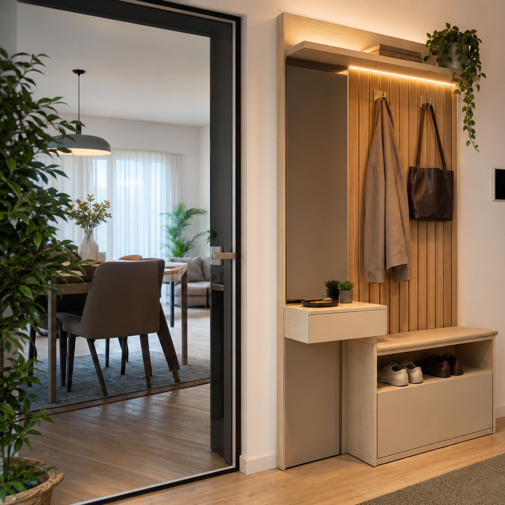 Parete ingresso compatta Rovere Specchio 2