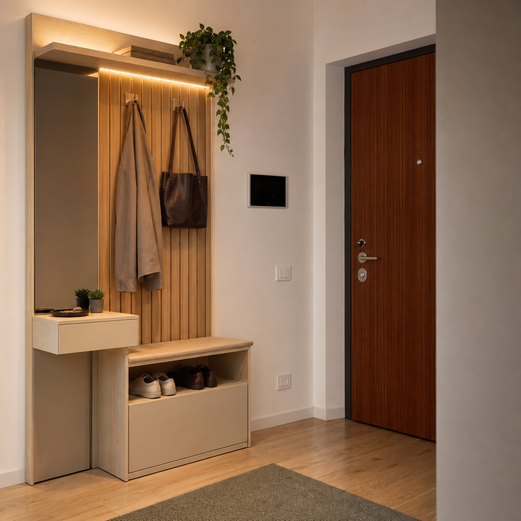 Parete ingresso compatta Rovere Specchio 3