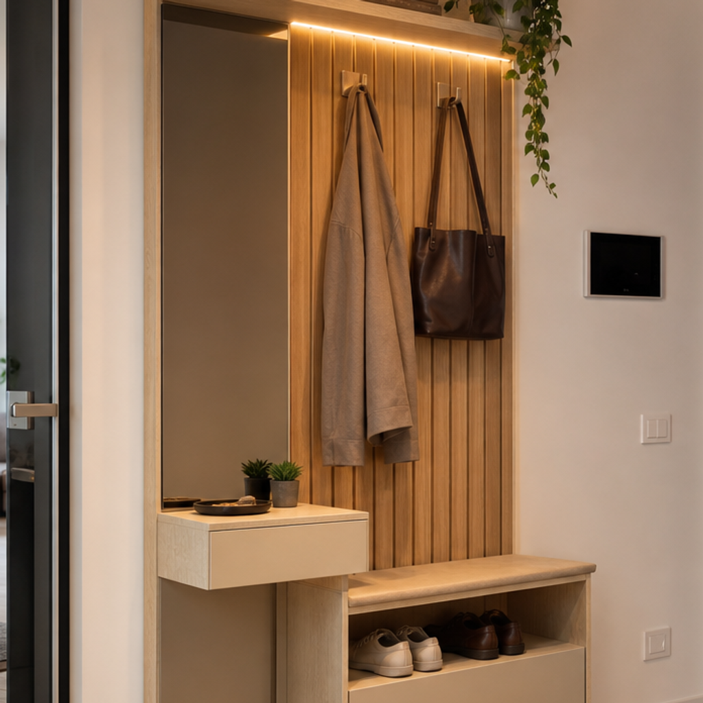 Parete ingresso compatta Rovere Specchio 4